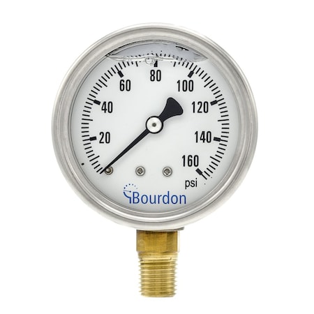 Bourdon 2.5 in. 0/160 PSI 1/4 in. LM MAX3-D52.H22